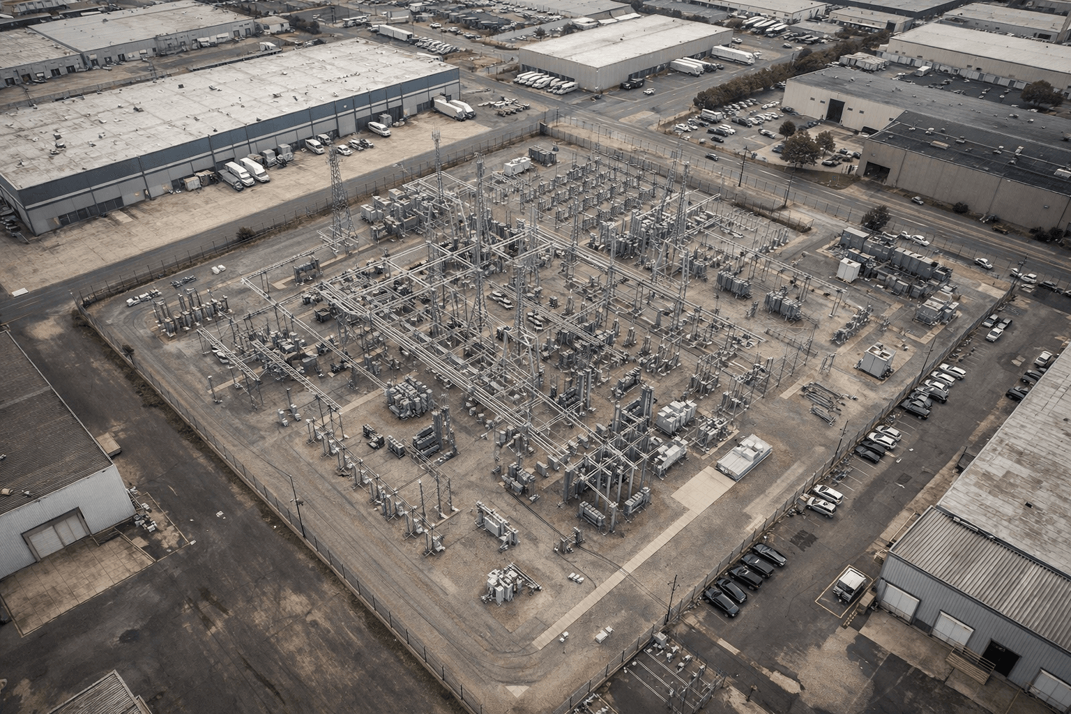 Aerial view of substation site